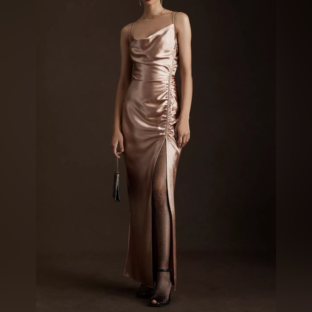 Anthropologie Satin Side Slit Gown - Picture 1 of 3